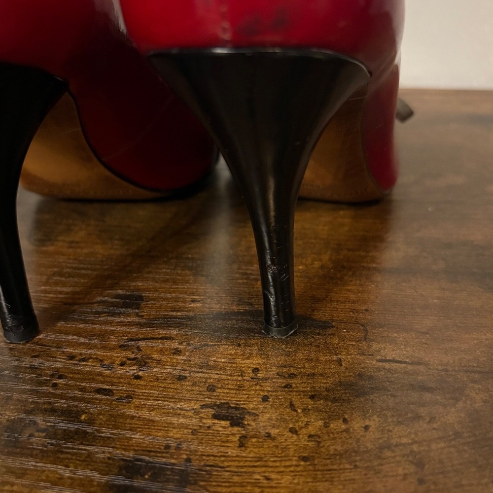 Enzo Angioloini Red Patent Leather Pointed Stiletto 3-inch Heel Gray‎ Bow (5.5) - Picture 12 of 12